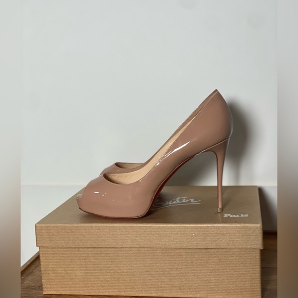 Christian Louboutin New Very Prive Patent 100 Nude Heels - Picture 8 of 16